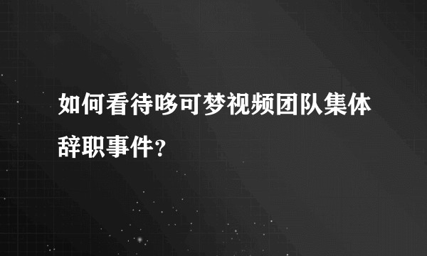 如何看待哆可梦视频团队集体辞职事件？