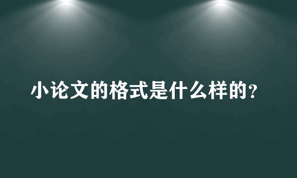 小论文的格式是什么样的？