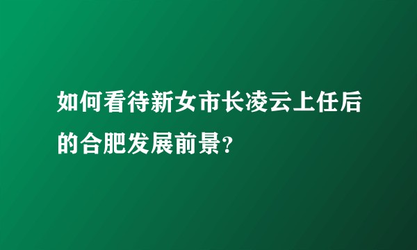 如何看待新女市长凌云上任后的合肥发展前景？
