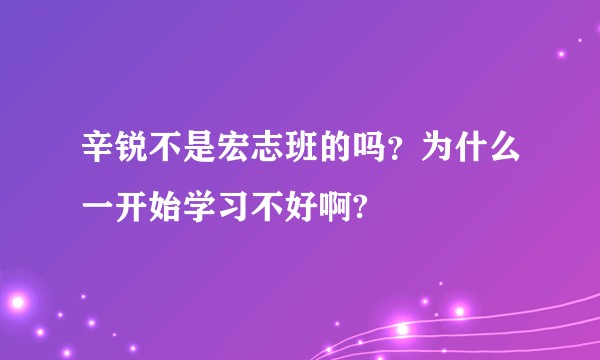 辛锐不是宏志班的吗？为什么一开始学习不好啊?