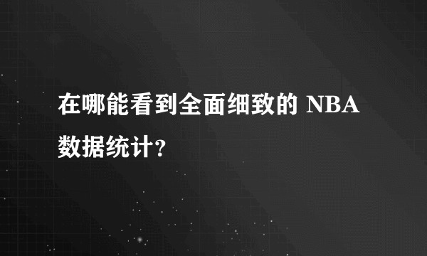 在哪能看到全面细致的 NBA 数据统计？