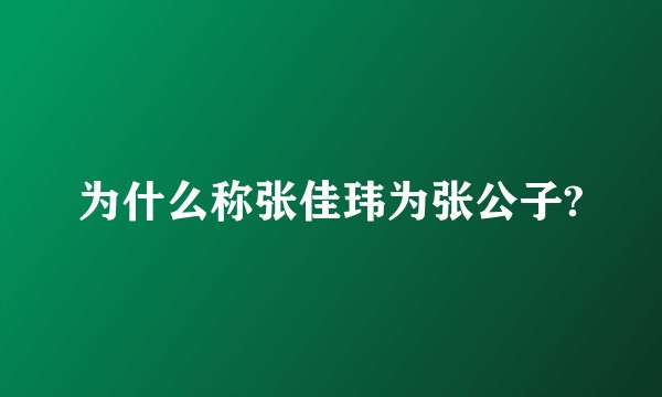 为什么称张佳玮为张公子?