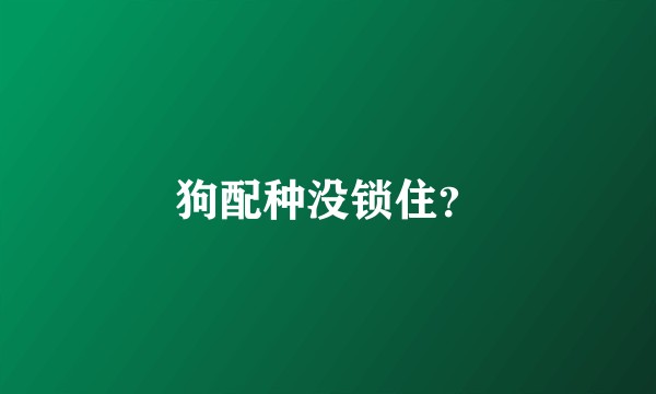 狗配种没锁住？