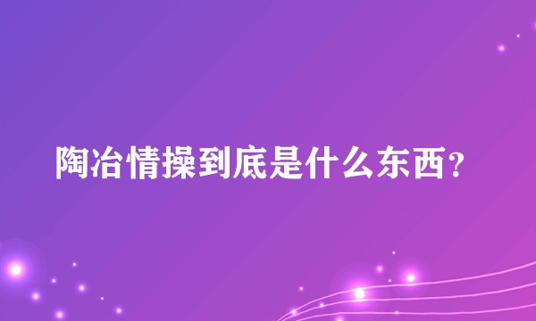 陶冶情操到底是什么东西？
