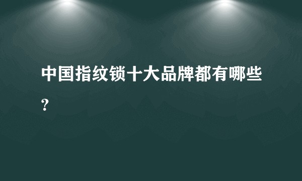 中国指纹锁十大品牌都有哪些?