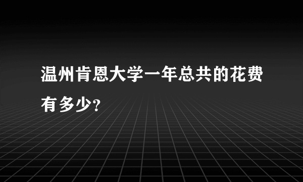温州肯恩大学一年总共的花费有多少？