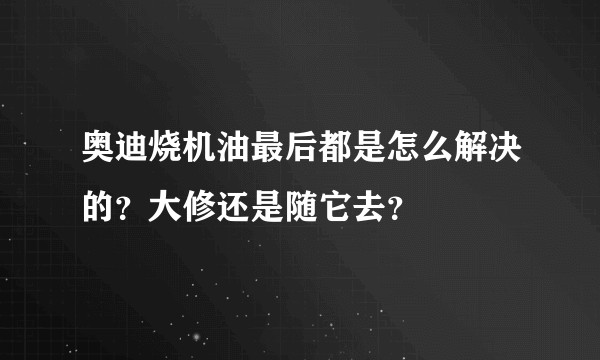 奥迪烧机油最后都是怎么解决的？大修还是随它去？