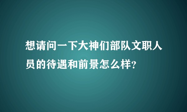 想请问一下大神们部队文职人员的待遇和前景怎么样？