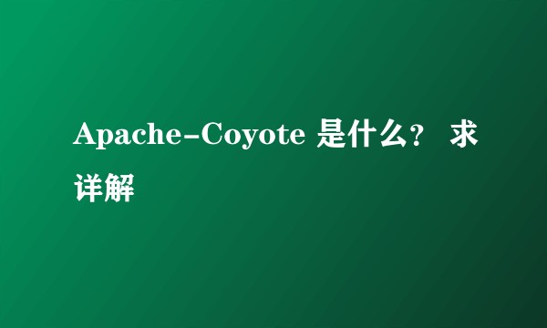 Apache-Coyote 是什么？ 求详解