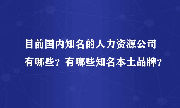 目前国内知名的人力资源公司有哪些？有哪些知名本土品牌？