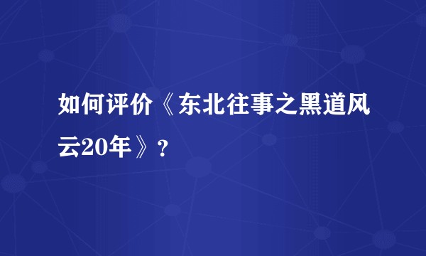 如何评价《东北往事之黑道风云20年》?