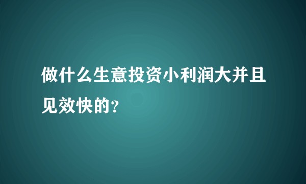 做什么生意投资小利润大并且见效快的？