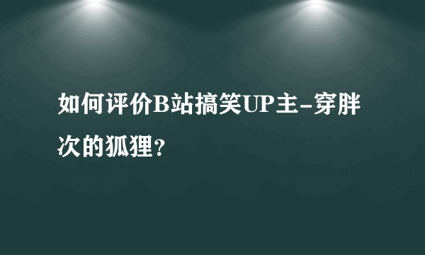 如何评价B站搞笑UP主-穿胖次的狐狸？