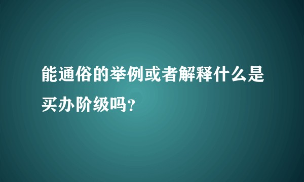 能通俗的举例或者解释什么是买办阶级吗？