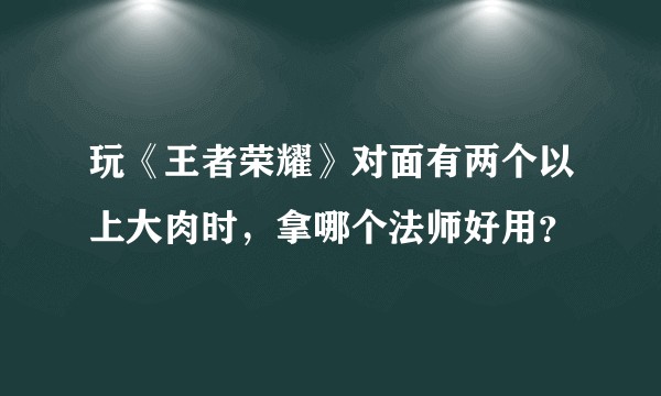 玩《王者荣耀》对面有两个以上大肉时，拿哪个法师好用？
