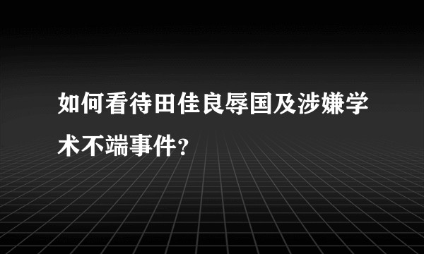 如何看待田佳良辱国及涉嫌学术不端事件？