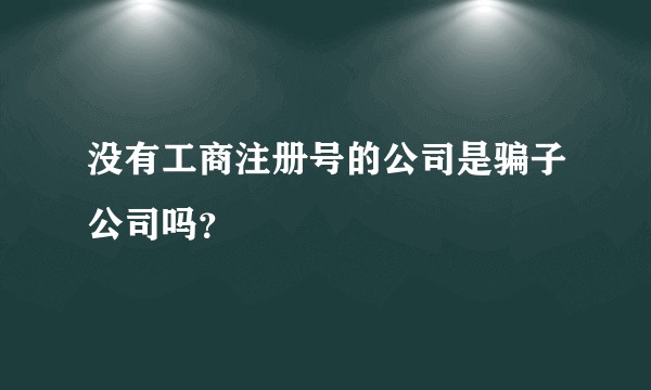 没有工商注册号的公司是骗子公司吗？