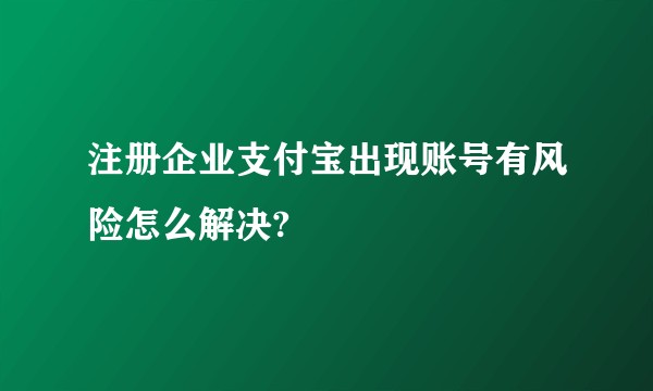 注册企业支付宝出现账号有风险怎么解决?