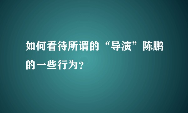 如何看待所谓的“导演”陈鹏的一些行为？