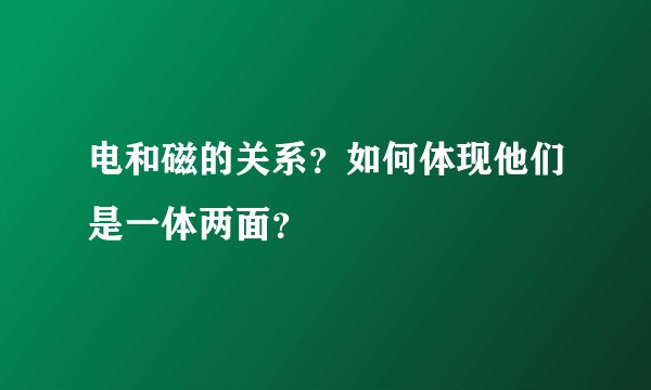 电和磁的关系？如何体现他们是一体两面？