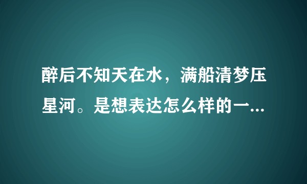 醉后不知天在水，满船清梦压星河。是想表达怎么样的一种情感?