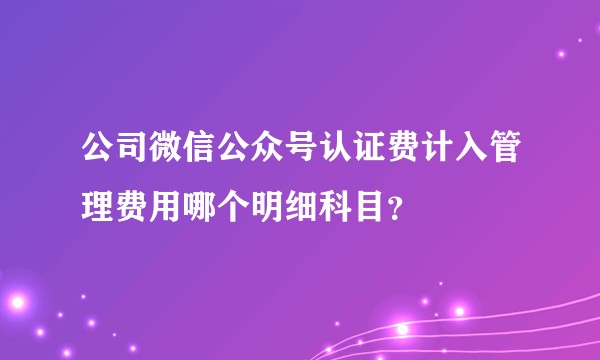 公司微信公众号认证费计入管理费用哪个明细科目？