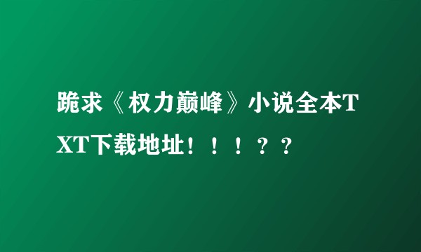 跪求《权力巅峰》小说全本TXT下载地址！！！？？