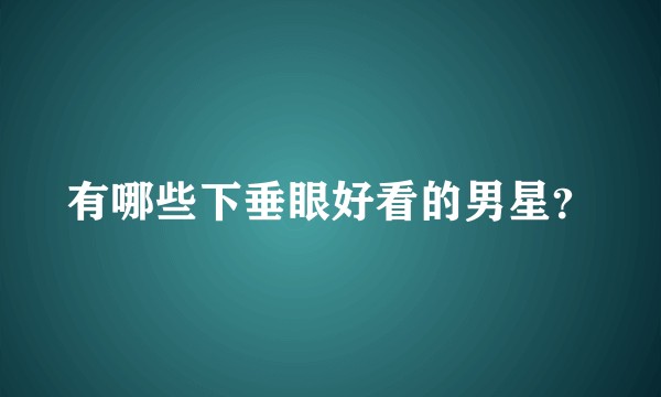 有哪些下垂眼好看的男星？