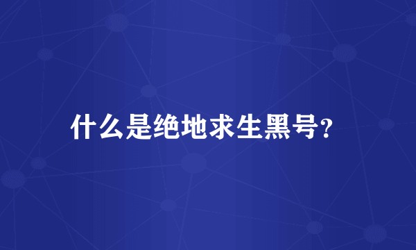 什么是绝地求生黑号？