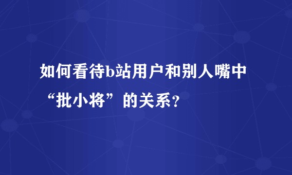 如何看待b站用户和别人嘴中“批小将”的关系？