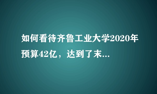 如何看待齐鲁工业大学2020年预算42亿，达到了末流985的水平？