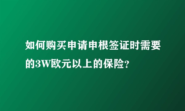 如何购买申请申根签证时需要的3W欧元以上的保险？