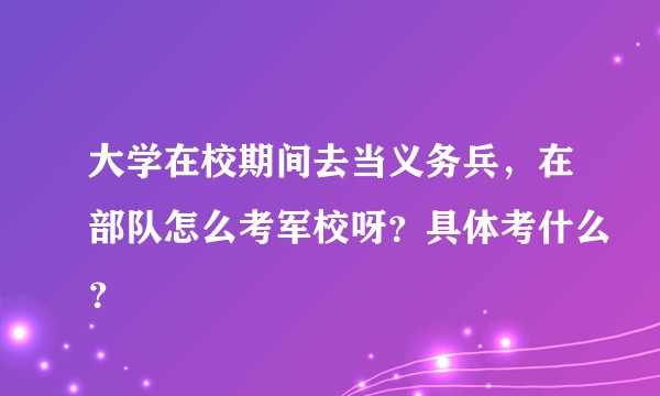大学在校期间去当义务兵,在部队怎么考军校呀?具体考什么?