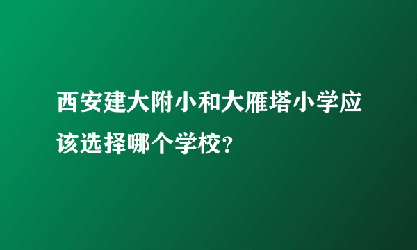西安建大附小和大雁塔小学应该选择哪个学校？