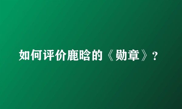 如何评价鹿晗的《勋章》？