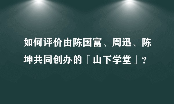 如何评价由陈国富、周迅、陈坤共同创办的「山下学堂」？