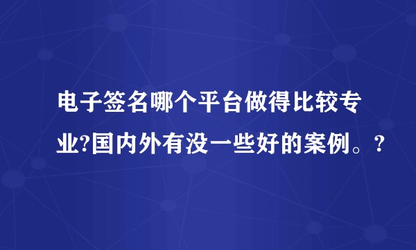 电子签名哪个平台做得比较专业?国内外有没一些好的案例。?