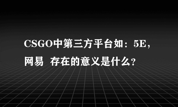 CSGO中第三方平台如：5E，网易  存在的意义是什么？