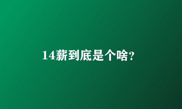 14薪到底是个啥？