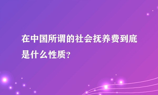 在中国所谓的社会抚养费到底是什么性质？