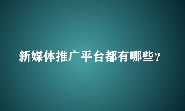 新媒体推广平台都有哪些？
