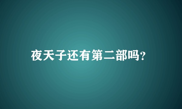 夜天子还有第二部吗?
