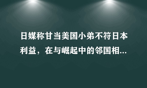 日媒称甘当美国小弟不符日本利益，在与崛起中的邻国相处中，日本应制定自己的主体战略。如何看待？