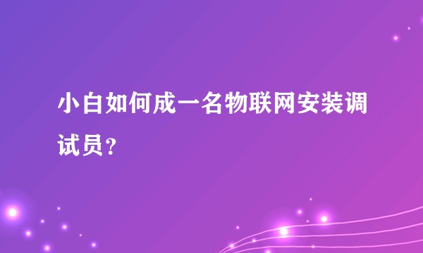 小白如何成一名物联网安装调试员？