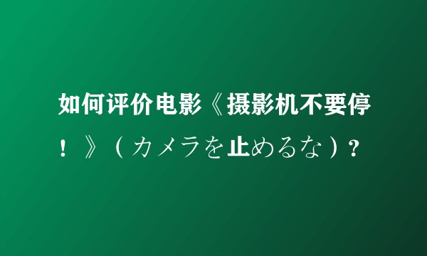 如何评价电影《摄影机不要停！》（カメラを止めるな）？