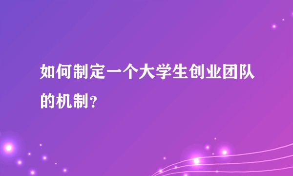 如何制定一个大学生创业团队的机制？