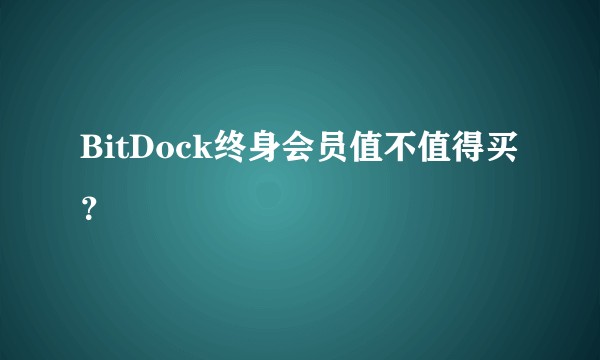 BitDock终身会员值不值得买？