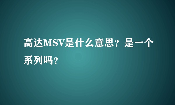 高达MSV是什么意思？是一个系列吗？