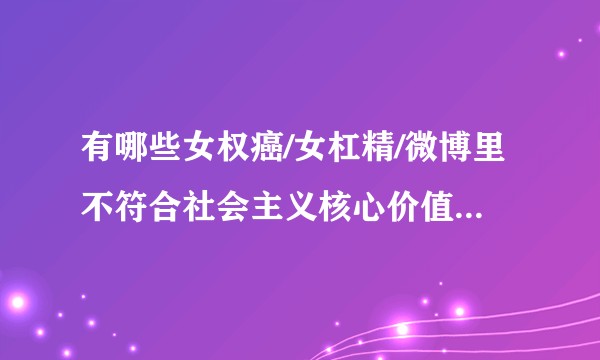 有哪些女权癌/女杠精/微博里不符合社会主义核心价值观的女性经典言论？
