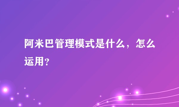 阿米巴管理模式是什么，怎么运用？